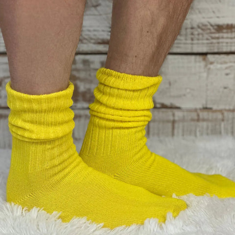 Vintage Style Yellow Cotton Crew Socks – Breathable Fit | Made in USA From Natural Fiber Catherine Cole  socks