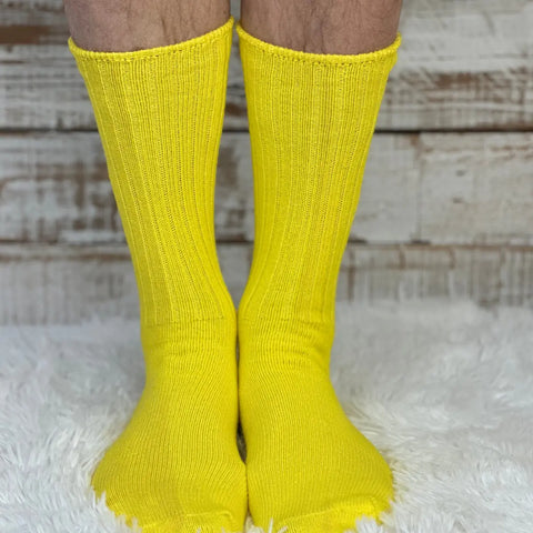 Vintage Style Yellow Cotton Crew Socks – Breathable Fit | Made in USA From Natural Fiber Catherine Cole  socks