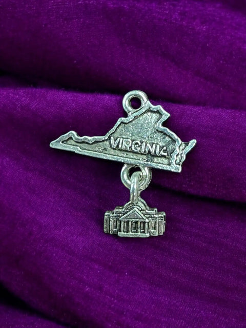 Virginia Pewter State Charm with Capitol Pendant – 1.75 Inch Travel Jewelry Accessory | Handmade in USA Michelle Marie Boutique  Charms and pendants
