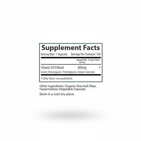 Vitamin B15 Supplement 500mg – 100 Capsules for Energy Boost and Oxygen Support | Made in USA Ascent Nutrition 