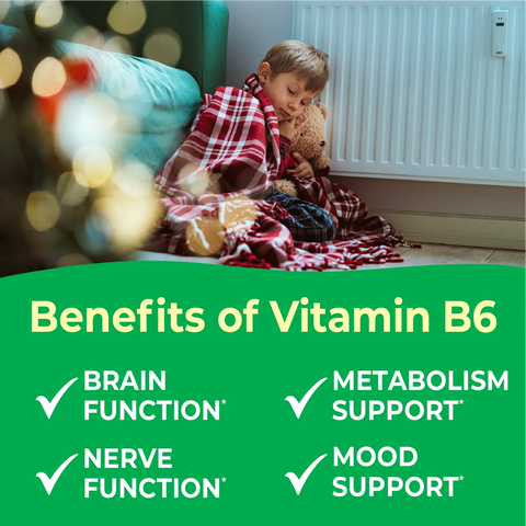 Vitamin B6 Chewable Tablets for Kids 120 Count – Sour Apple Flavor – Nerve Support Supplement | Made in USA VitaWorks  Chewable