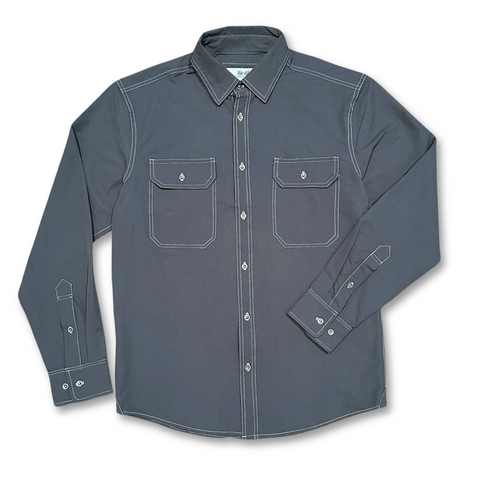 The Wilson Men's Ash Button Down Shirt – Mid-Weight Nylon Blend | Made in USA Wilson Lane Apparel  shirt