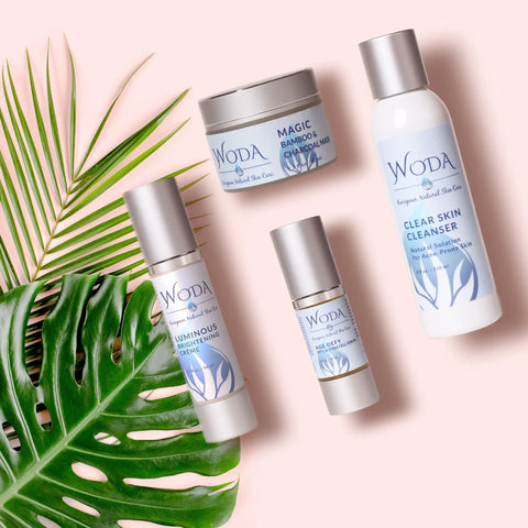 WODA Bright Skin Care Bundle – Clear Cleanser, Vitamin C Serum, Brightening Crème & Charcoal Mask | Made in USA WODA Skin Care 