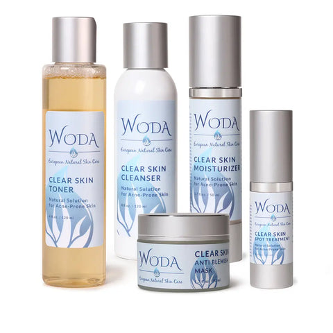WODA Clear Skin Bundle – Organic Acne Treatment Kit with Cleanser, Toner, Mask & Serum | Made in USA WODA Skin Care 