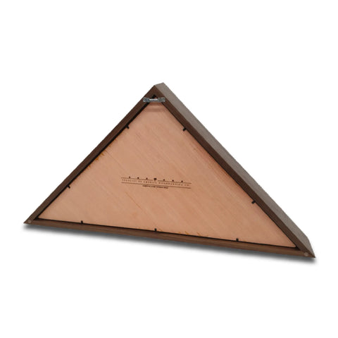 The Walnut Burial Flag Display Case (5 X 9.5 Flag) by Legacies of America Woodworking Company is veteran-built, features a clear front, secure metal clasps, and a measurement printed on the wooden back for easy flag placement.