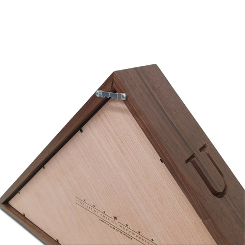 The Navy Veteran USN - Walnut Burial Flag Display Case (5 x 9.5) by Legacies of America Woodworking features a handcrafted walnut frame with a sawtooth hanger and carved U, perfect for honoring a Navy Veteran.