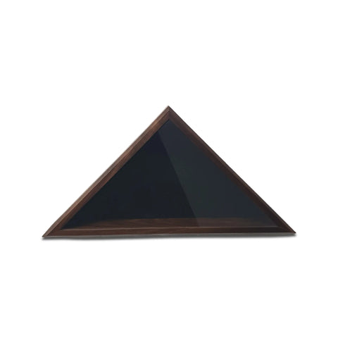 The Legacies of America Woodworking Company Walnut 4x6 Flag Display Case features a glass front, ideal for displaying an American flag, and is showcased against a white background.