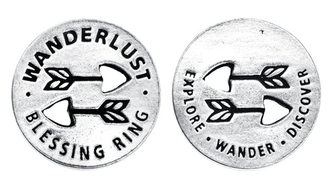 Wanderlust Blessing Ring Charm – Handcrafted Pewter Travel-Inspired Token | Made in USA, Meaningful Gift Accessory Whitney Howard Designs  Blessing Ring