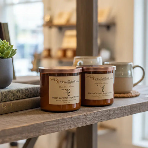 Warm Caramel Sugar Cookie Soy Candle 17oz – 3 Wick Blown Glass Jar | Handcrafted Home Fragrance Made in USA MorninWood Candles  3 Wick Candle
