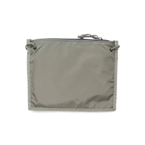 The MIS 2 Way Pouch - Foliage is a rectangular, light gray zippered pouch made from durable packcloth nylon with corner loop attachments. Photographed on a white background. Made in USA.