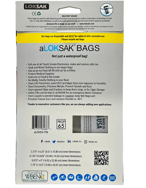Waterproof Electronic Protection Bags – Multi Size Pack 4 Pieces | LOKSAK Made in USA LOKSAK