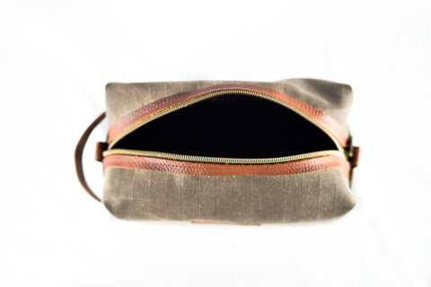 Waxed Canvas Travel Toiletry Bag – Durable Leather Accents | Made in USA Rogue Industries  Dopp Kit