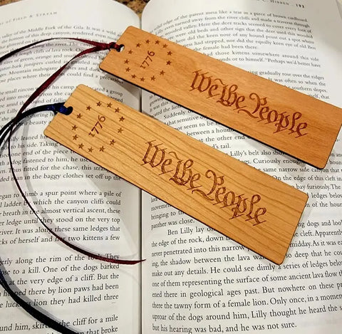 We The People Constitution Engraved Wood Bookmark Set – Patriotic Book Accessories | Made in USA American Grains LLC 