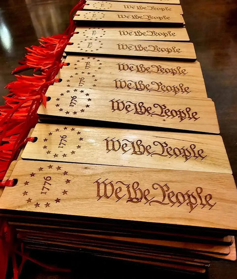 We The People Constitution Engraved Wood Bookmark Set – Patriotic Book Accessories | Made in USA American Grains LLC 