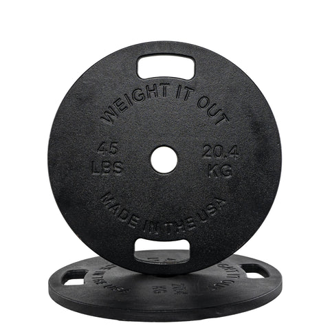 Cast Iron 45lb and Solid Steel Calibrated Weight Plate Sets – Made in USA Weight It Out 