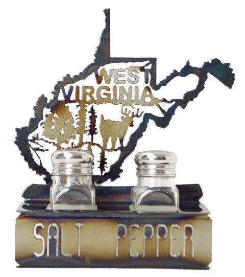 West Virginia Deer Silhouette Salt and Pepper Holder – Rustic Kitchen Decor | Made in USA Knights Home Decor  item