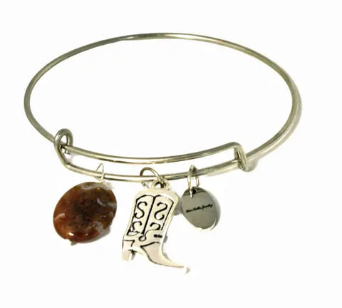 Western-Inspired Cowgirl Boot Bangle Bracelet With Gemstone Accents – Adjustable | Made in USA Michelle Marie Boutique  Bracelet