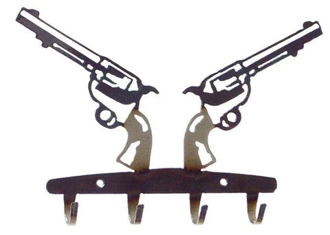 Western Revolvers Metal Key Rack – Rustic Wall Mount Organizer | Handmade Wild West Decor | Made in USA Knights Home Decor  item
