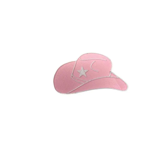 BOGLETS - RODEO Charms by Chatelet Manufacturing: A pink cowboy hat with a white outline and star, perfect for your tote bag or Bogg Bag Accessories collection. Made in the USA.