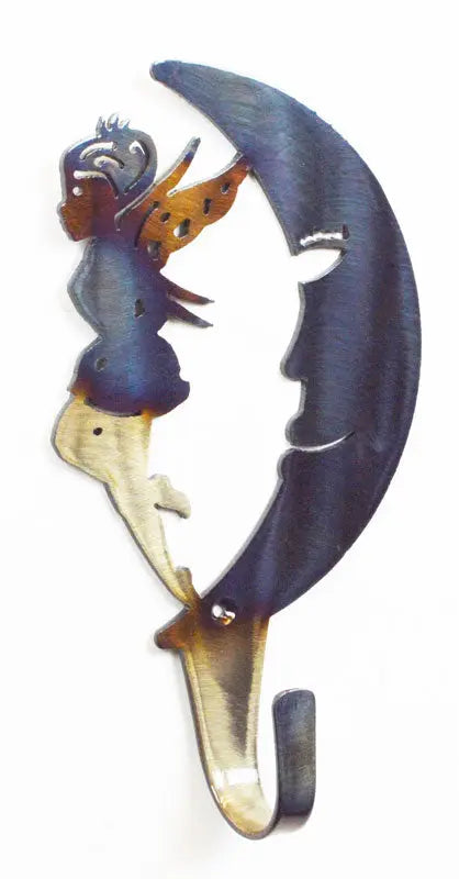 Whimsical Fairy Moon Coat and Towel Hook – 1/8 Inch Steel Wall Hanger | Made in USA Knights Home Decor  item