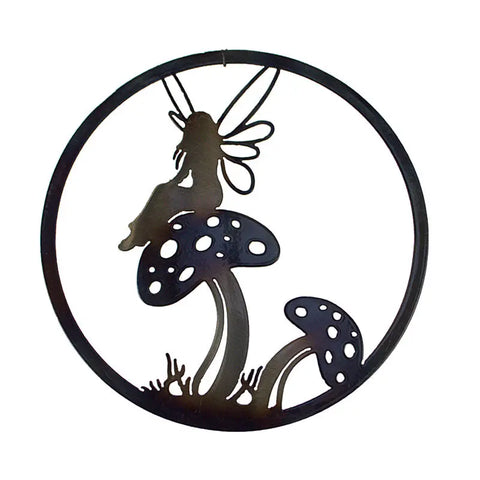 Whimsical Fairy on Mushroom Metal Wall Plaque – All-Weather Outdoor Decor | Made in USA Knights Home Decor  item