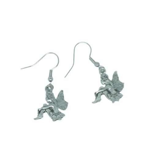 Whimsical Pewter Fairy Charm Earrings – Handcrafted Silver Jewelry – Michelle Marie Boutique | Made in USA Michelle Marie Boutique  Earrings