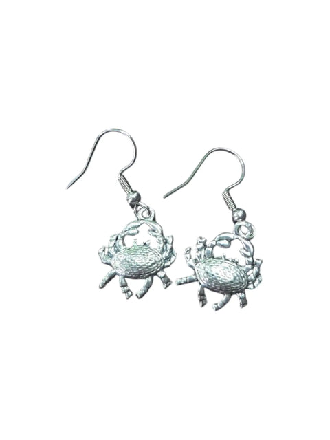 Whimsical Silver Crab Dangle Earrings – Coastal Jewelry Gift for Ocean Lovers | Made in USA Michelle Marie Boutique  Earrings
