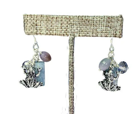 Whimsical Silver Frog Charm Earrings – Hypoallergenic Pewter Nature Jewelry | Made in USA Michelle Marie Boutique  Earrings