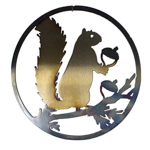 Whimsical Squirrel Metal Wall Art – Round Outdoor Indoor Decor | Handcrafted in USA Knights Home Decor  item