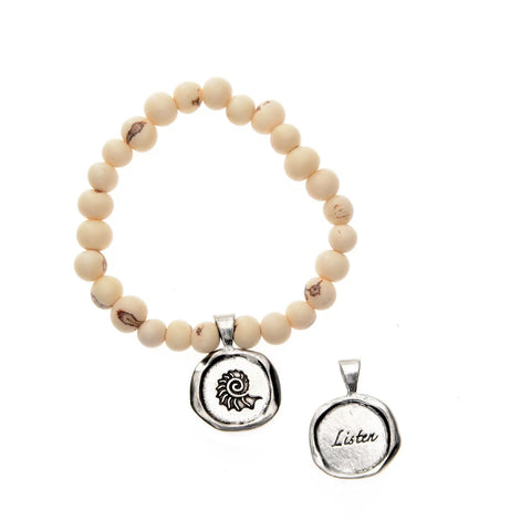White Acai Berry Seed Bracelet with Handcrafted Wax Seal Charm – Unique Natural Beaded Accessory | Made in USA Whitney Howard Designs  Wax Seals Acai Seeds of Life