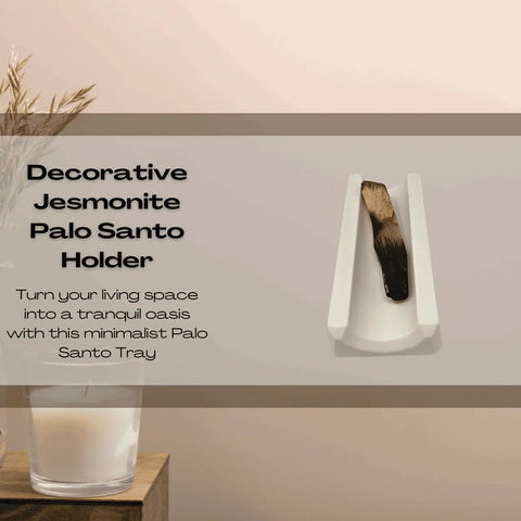 White Jesmonite Palo Santo Holder 6 Inch – Fire Resistant Tray Made in USA Chatelet Manufacturing 