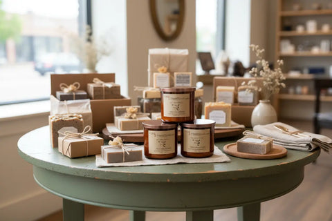 White Oak and Vanilla-Soy 3-Wick Blown Glass Collection MorninWood Candles  3 Wick Candle