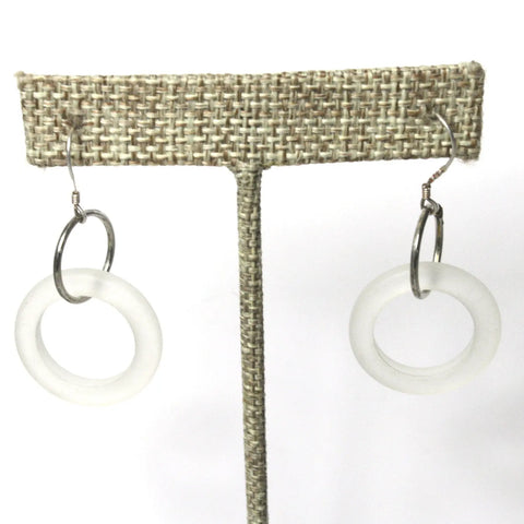 White Sea Glass Hoop Earrings 1 Inch – Sterling Silver French Wire | Handcrafted Made in USA Jewelry Michelle Marie Boutique  Earrings