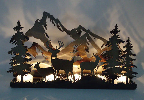 White Tail Deer Family Candle Holder – Rustic T Light Decor for Cabin or Home | Handcrafted Made in USA Knights Home Decor  item