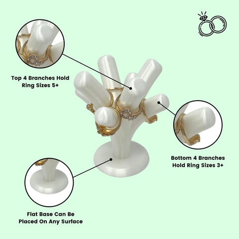 White Tree Jewelry Ring Display Organizer 3.5 Inch – Made in USA Chatelet Manufacturing 