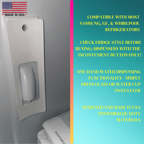 Chatelet Refrigerator Water Dispenser Lever – One-Handed Use – Made in USA Chatelet Manufacturing 