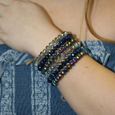 Wide Multicolor Crystal Beaded Cuff Bracelet – Handmade Statement Jewelry | Made in USA Michelle Marie Boutique  Bracelet