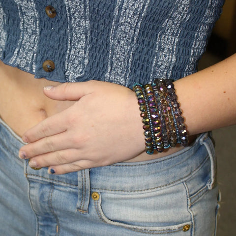 Wide Multicolor Crystal Beaded Cuff Bracelet – Handmade Statement Jewelry | Made in USA Michelle Marie Boutique  Bracelet