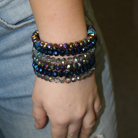 Wide Multicolor Crystal Beaded Cuff Bracelet – Handmade Statement Jewelry | Made in USA Michelle Marie Boutique  Bracelet
