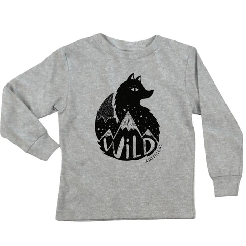 Wild Fox Graphic Long Sleeve Kids Tee – Organic Cotton Youth Shirt | Made in USA Spiritex | Sustainable Apparel  Graphic Youth Tees