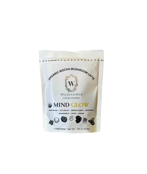 Wildflower Mind Glow Organic Mushroom Mocha Latte Mix 75.6g – Adaptogenic Coffee Blend | Roasted in USA Wildflower Coffee Company  Coffee