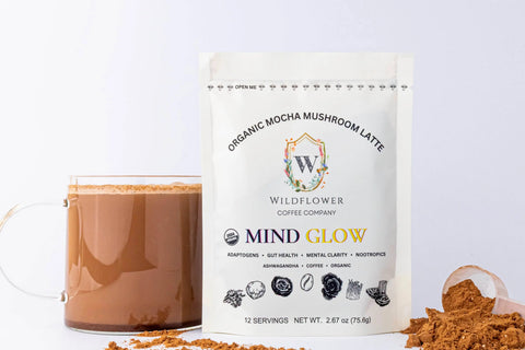 Wildflower Mind Glow Organic Mushroom Mocha Latte Mix 75.6g – Adaptogenic Coffee Blend | Roasted in USA Wildflower Coffee Company  Coffee