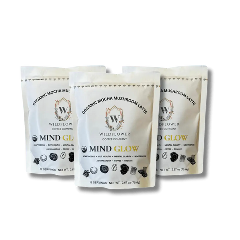 Wildflower Mind Glow Organic Mushroom Mocha Latte Mix 75.6g – Adaptogenic Coffee Blend | Roasted in USA Wildflower Coffee Company  Coffee