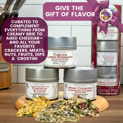 Wine & Cheese Seasonings Gift Set – Trio of Gourmet Blends 3-Pack | Made in USA Gustus Vitae  Collections & Gift Sets