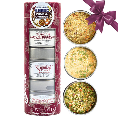 Wine & Cheese Seasonings Gift Set – Trio of Gourmet Blends 3-Pack | Made in USA Gustus Vitae  Collections & Gift Sets