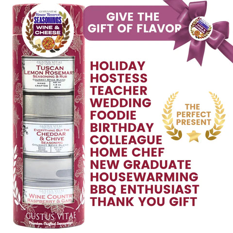 Wine & Cheese Seasonings Gift Set – Trio of Gourmet Blends 3-Pack | Made in USA Gustus Vitae  Collections & Gift Sets