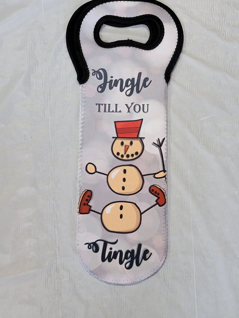 Winter Snowman Neoprene Wine Tote Bag – Insulated Bottle Carrier With Holiday Design | Made in USA Michelle Marie Boutique  Wine Carrier Bags