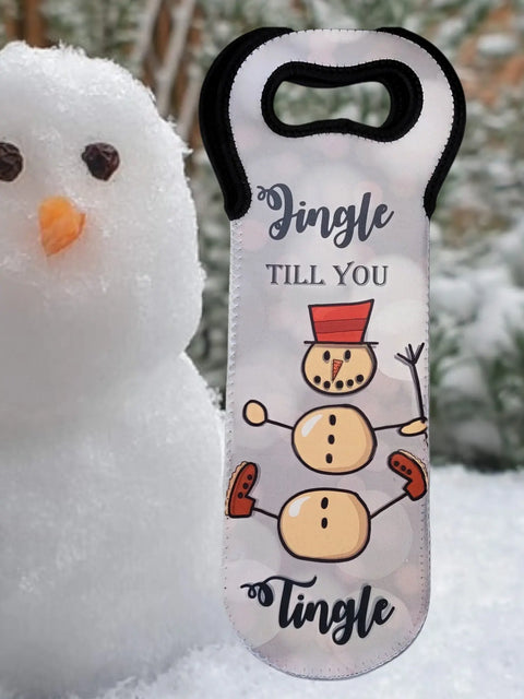 Winter Snowman Neoprene Wine Tote Bag – Insulated Bottle Carrier With Holiday Design | Made in USA Michelle Marie Boutique  Wine Carrier Bags