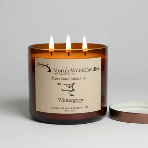 Wintergreen Soy Wax 3-Wick Candle 17oz – Natural Home Fragrance – MorninWood Candles | Made in USA MorninWood Candles  3 Wick Candle