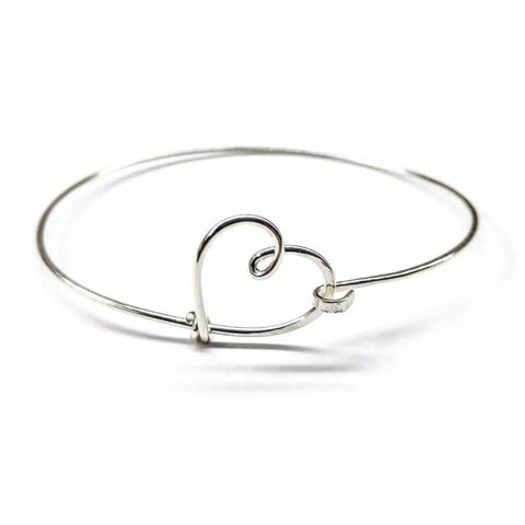 Wire Wrapped Heart Bangle in Sterling Silver Alexa Martha Designs  Bracelet